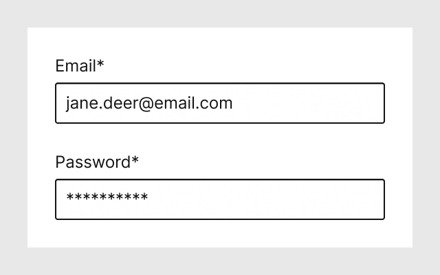 An email and a password field